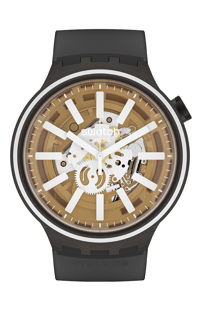 Swatch LIGHT TASTE SO27B114 – Αναλογικό Ρολόι Unisex με Διάφανο Καντράν και Μαύρο Λουράκι